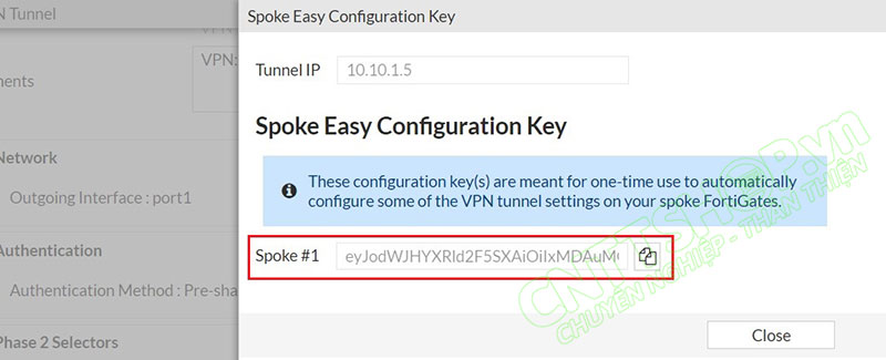 copy configuration key của spoke mới