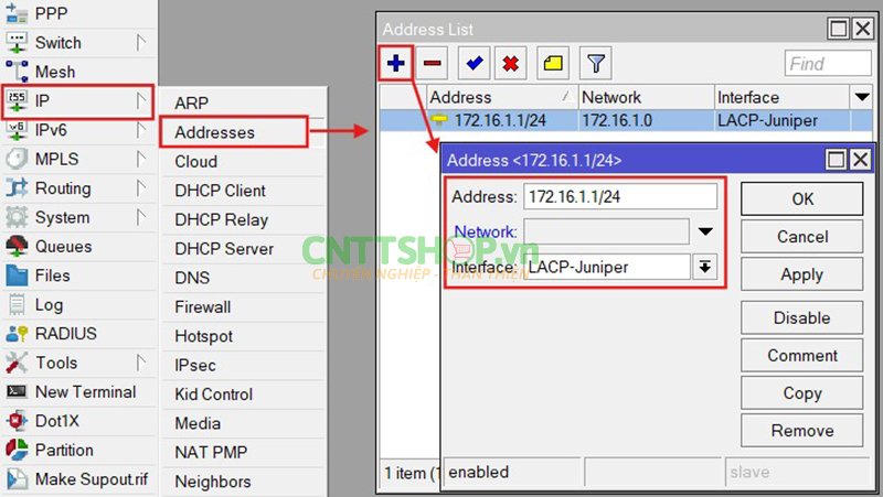 Đặt IP trên LACP Layer 3 port MikroTik