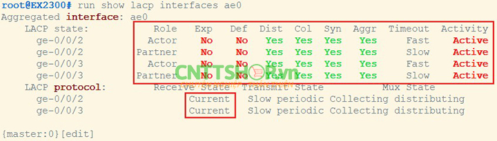 Show LACP Access port switch Juniper
