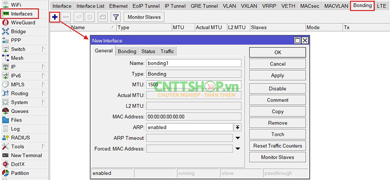 Tạo lacp bonding mikrotik