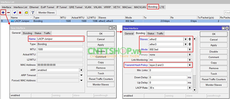 add interface lacp bonding mikrotik