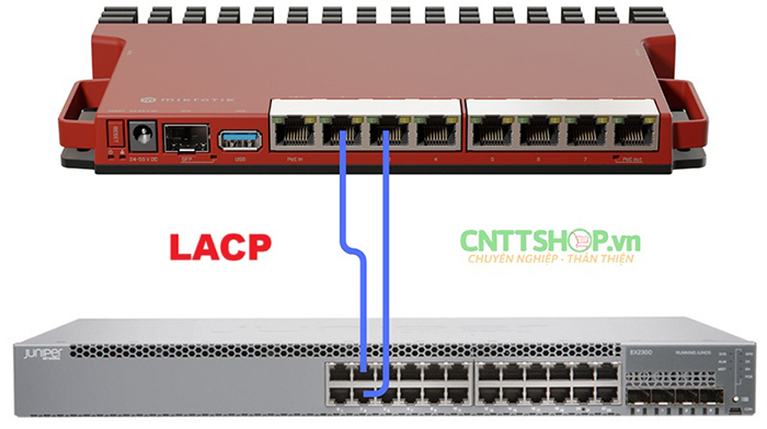 Mô hình kết nối LACP swicth Juniper