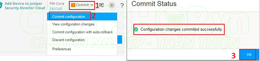 commit để thực thi cấu hình