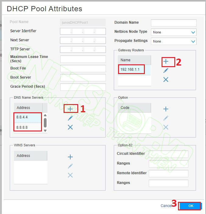 cấu hình thông tin DNS và gateway để mạng LAN có thể ra được Internet