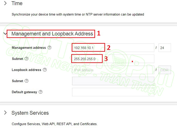 cấu hình MGMT interface