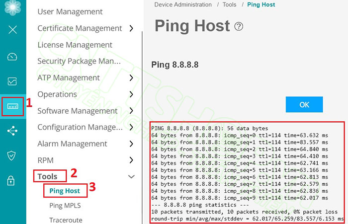 check ping để kiểm tra kết nối internet