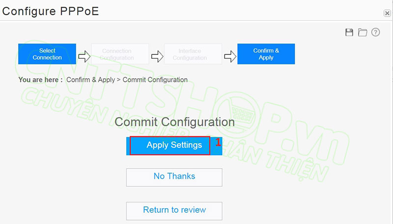nhấn apply settings để áp dụng cấu hình