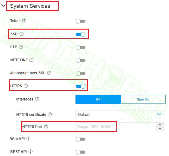 bật tắt các dịch vụ quản trị như telnet, ssh, ftp, https...