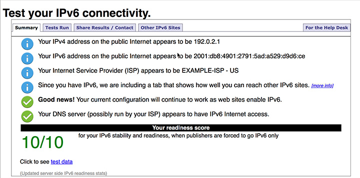 Kiểm tra kết nối sử dụng IPv6