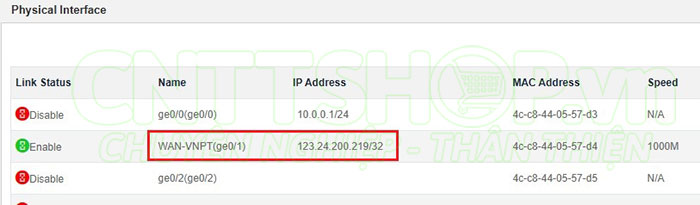 kiểm tra trạng thái cổng wan pppoe