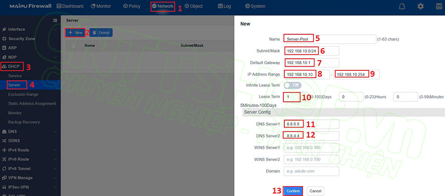 cấu hình DHCP Pool để cấp IP cho users