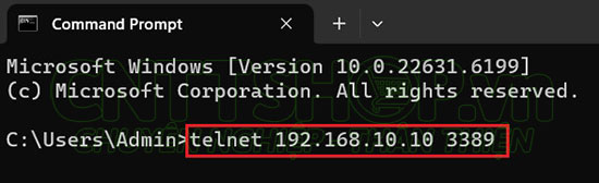 telnet tới ip của server cùng với port dịch vụ để kiểm tra