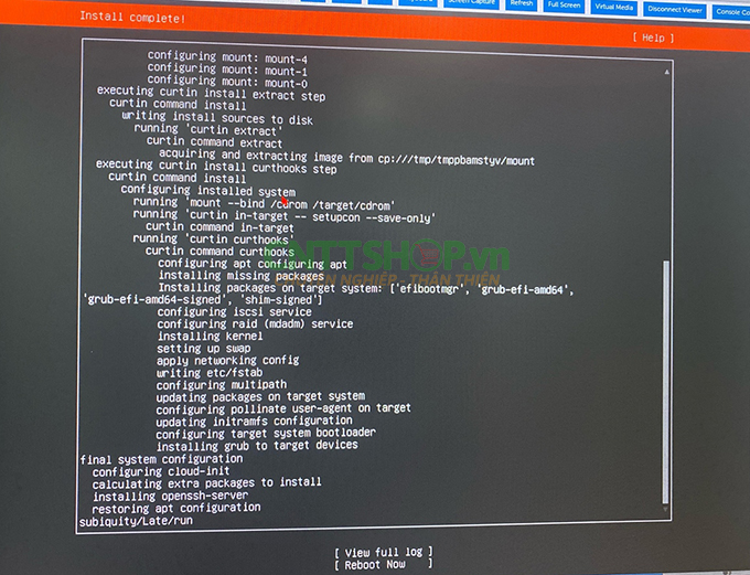 Cài đặt hoàn tất Ubuntu và khởi động lại máy.