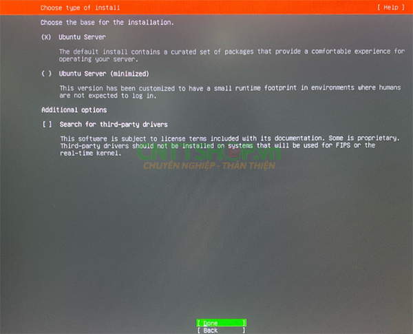 Chọn kiểu cài đặt Ubuntu