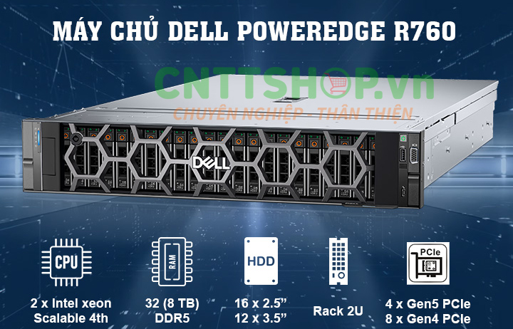 Server DELL PowerEdge R760 là một máy chủ GPU