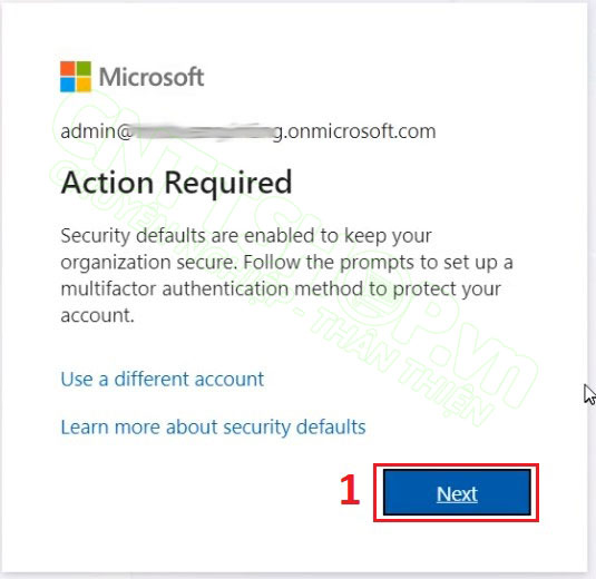 nhấn next trong action required