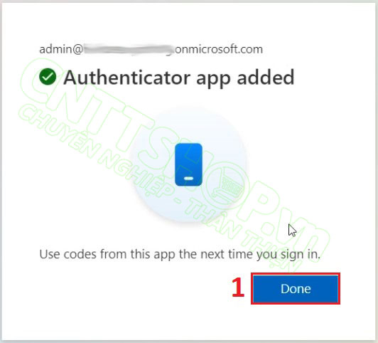 thông báo authenticator app added là chúng ta đã cấu hình xác thực 2 bước thành công