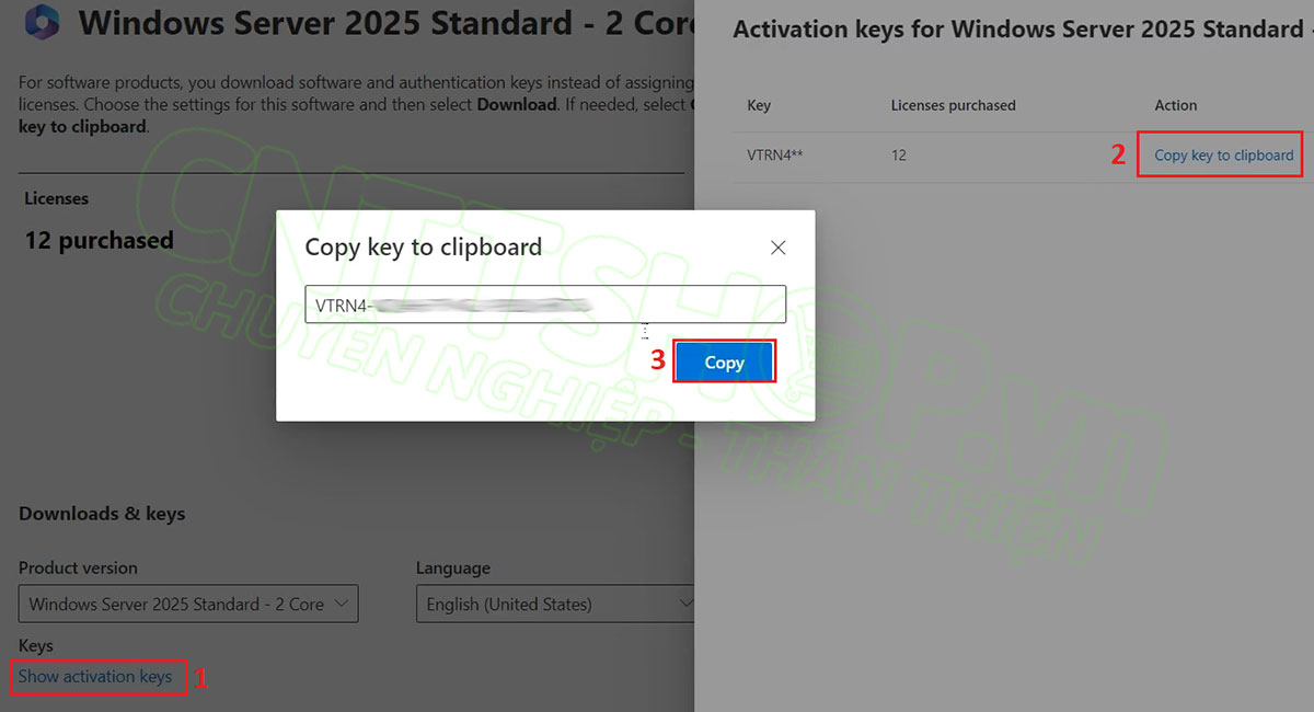 copy license key về để active