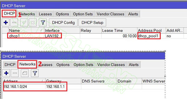 xem lại thông tin DHCP server đã cấu hình