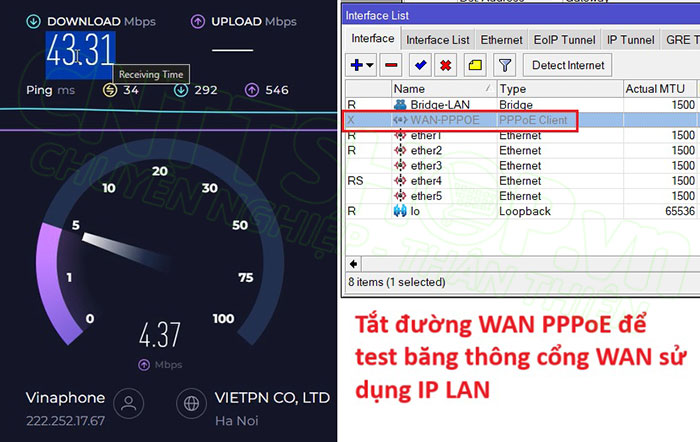 đo băng thông trên đường WAN 2