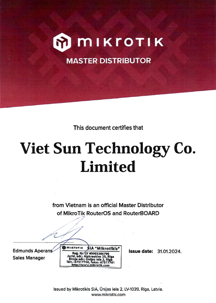 CNTTShop là nhà phân phối Master Distributor của MikroTik tại Việt Nam