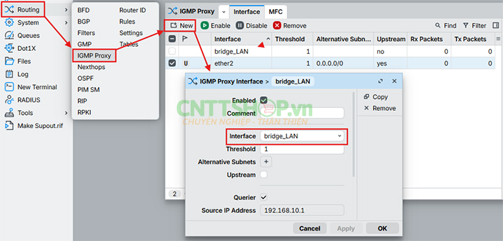 tạo IGMP Proxy interface cho Bridge LAN