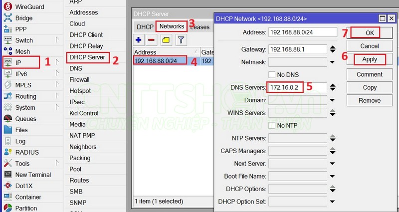 đổi DNS trong DHCP Server về IP của VETH Interface