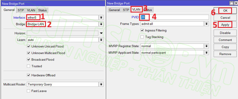 add port 5 vào bridge LAN