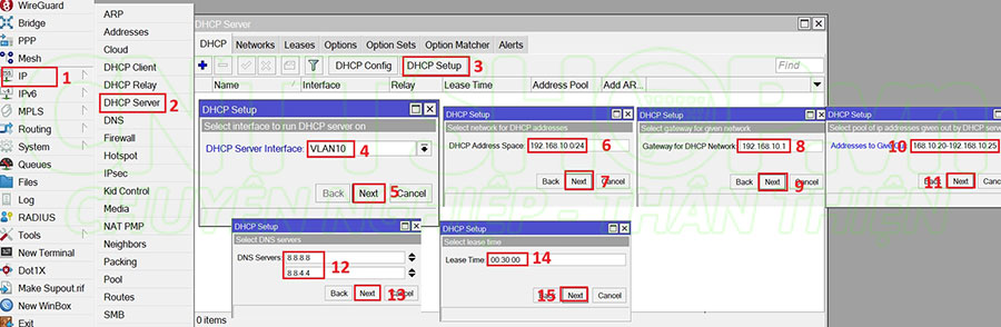 cấu hình DHCP cho vlan 10