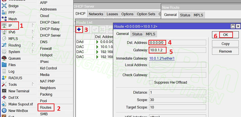 tạo default route cho VLAN bên dưới ra internet