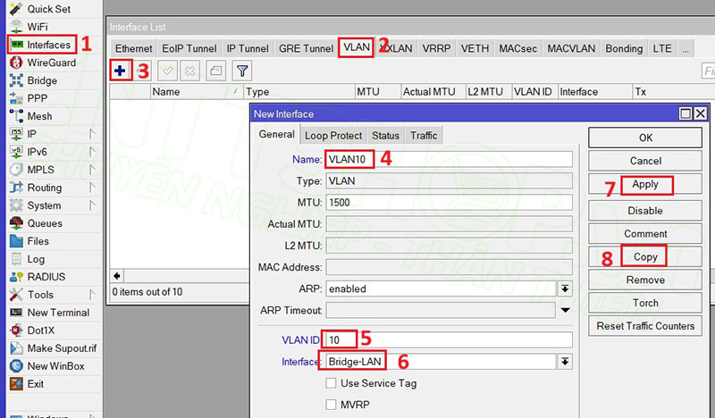 tạo interface vlan 10