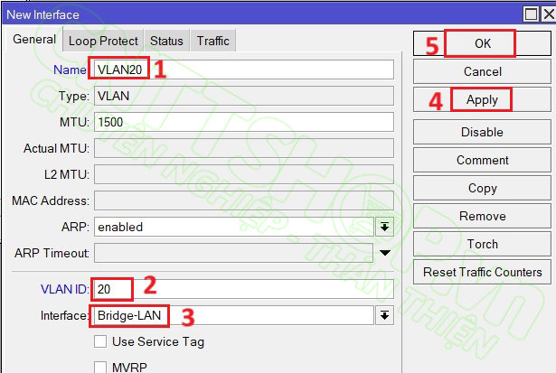 tạo interface vlan20