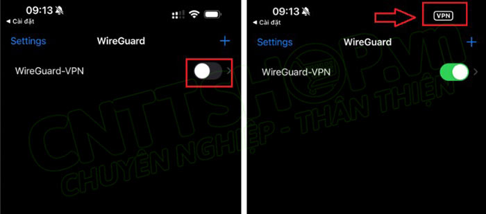 enable WireGuard VPN TUnnel trên điện thoại Iphone