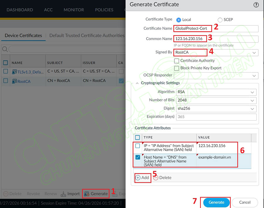 tạo ServerCA để sử dụng cho VPN