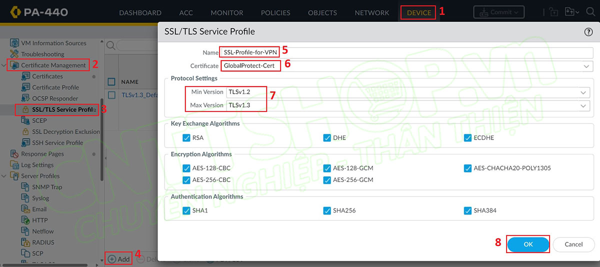 tạo SSL/TLS Service Profile