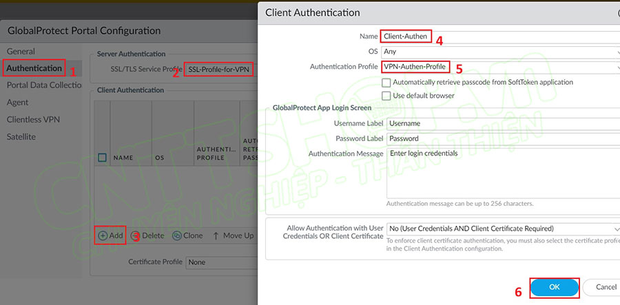 cấu hình authentication cho portal