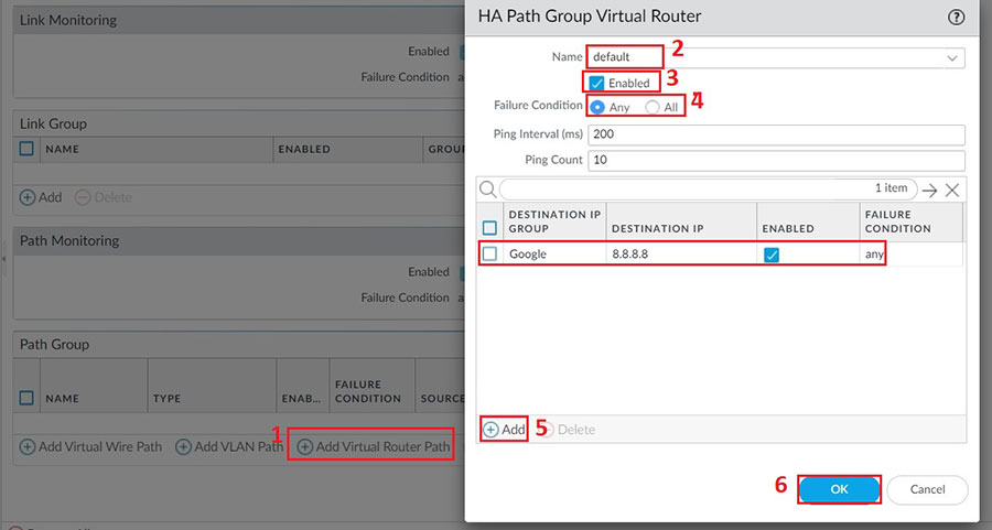 cấu hình group virtual router để monitor ứng dụng