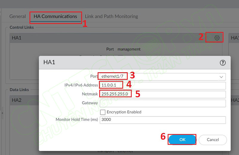 cấu hình IP cho cổng HA1