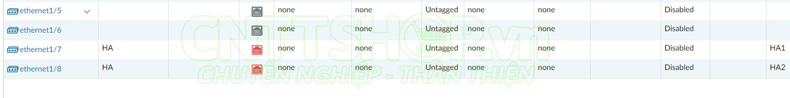 chuyển cổng sang type HA trên firewall passive