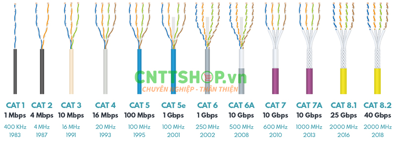 Các loại dây cáp mạng Ethernet LAN