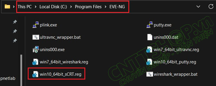 copy file win10_64bit_sCRT.reg vào thư mục EVE-NG