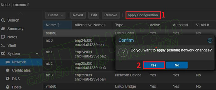 apply configuration để áp dụng cấu hình