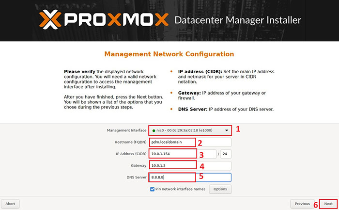 cấu hình thông tin management network cho pdm