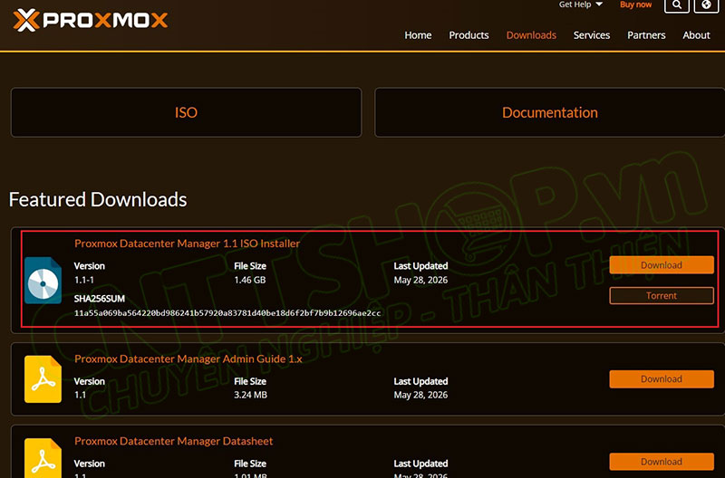 chọn download ở mục ISO Installer để tải file cài đặt PDM