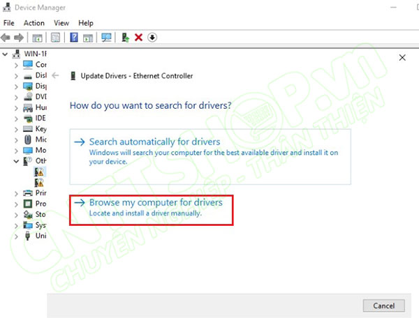 chọn browse my computer for drivers