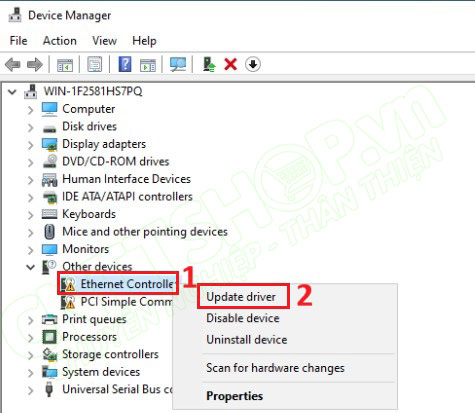 chọn update driver