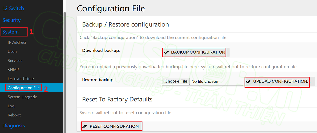 backup, restore hoặc khôi phục cấu hình mặc định switch scodeno