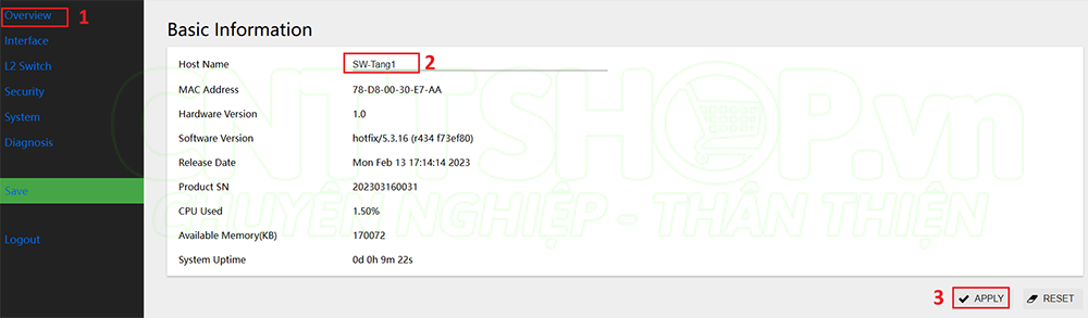 cấu hình hostname