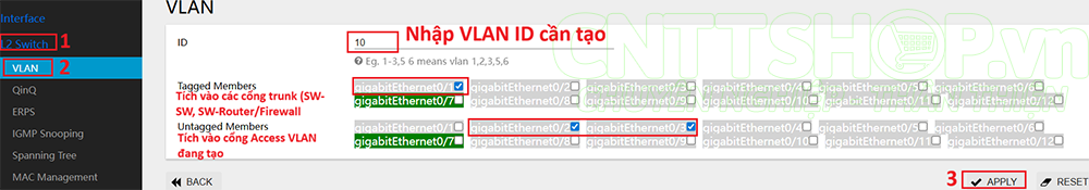 tạo VLAN cho người dùng