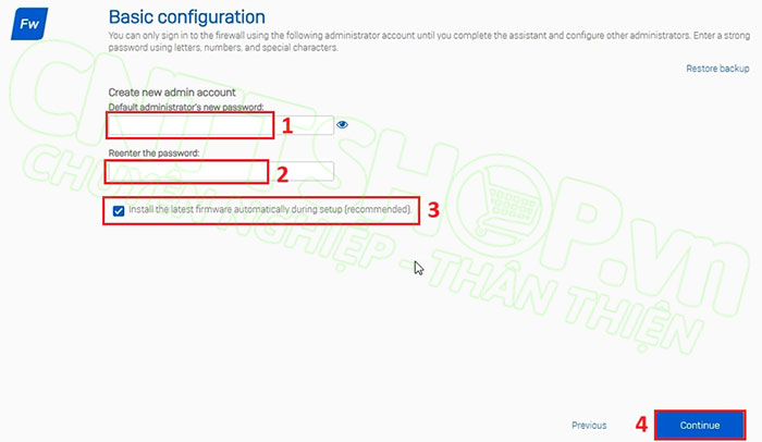 thiết lập password cho firewall sophos